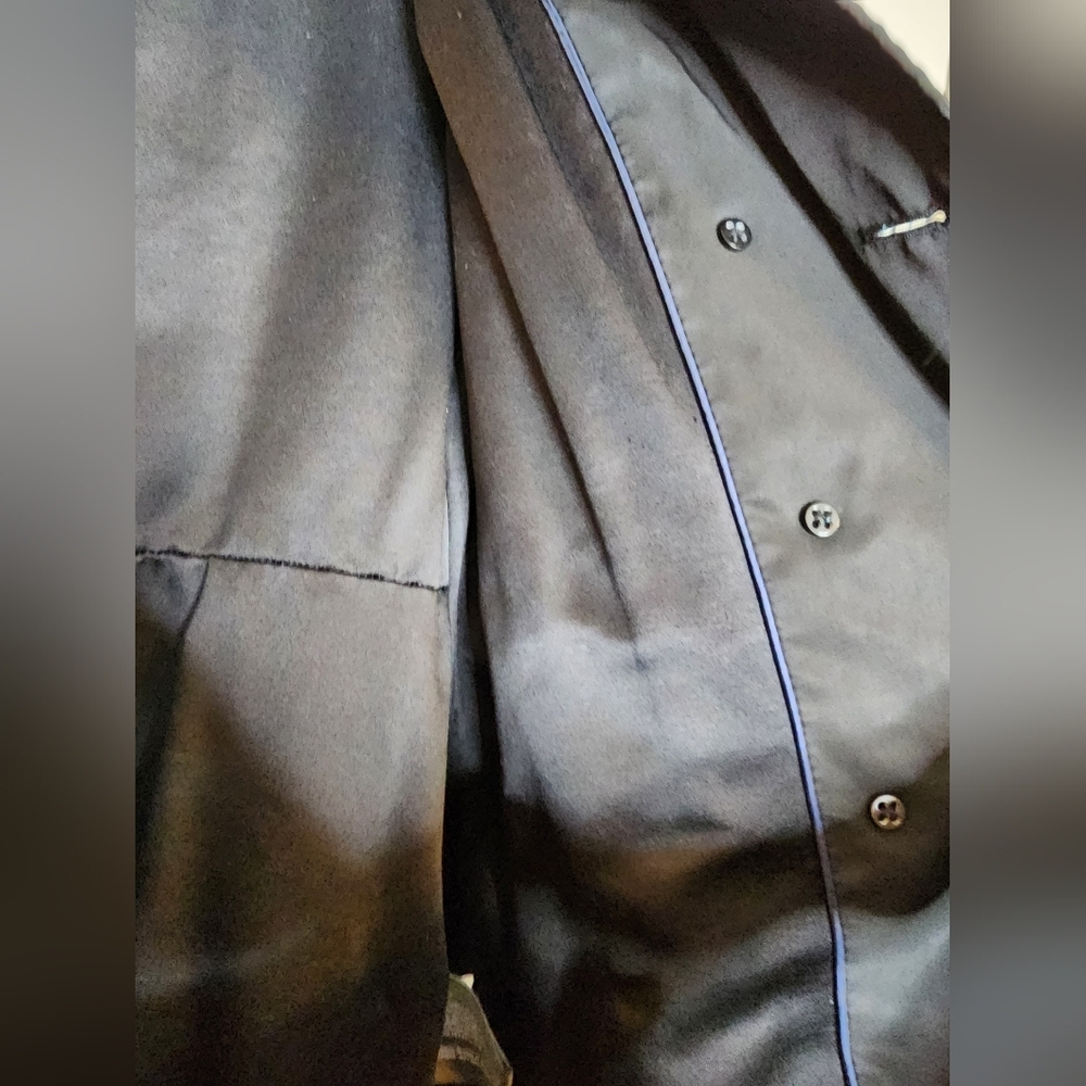 DKNY Black Trench Coat Classic Tailored Design Double Breasted Military Zippers - Picture 10 of 16